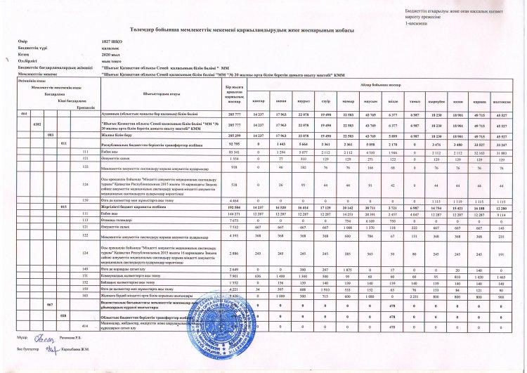Индивидуальный план финансирования по платежам на 2020 г.